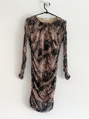 Steve Madden Pink and Black Animal Print Midi Dress